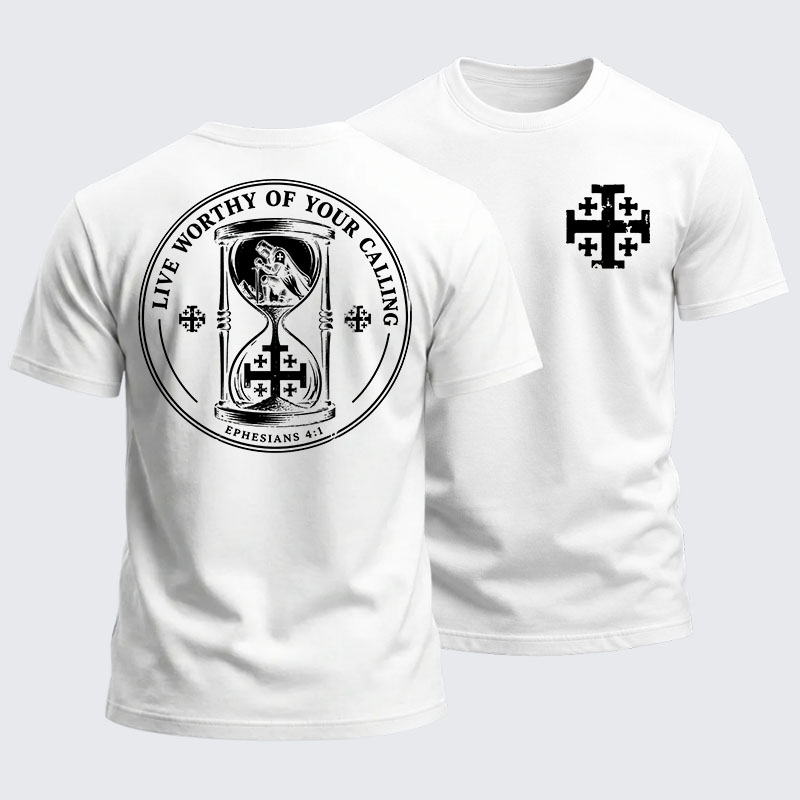 Heavyweight Cotton Tee - Live Worthy of Your Calling