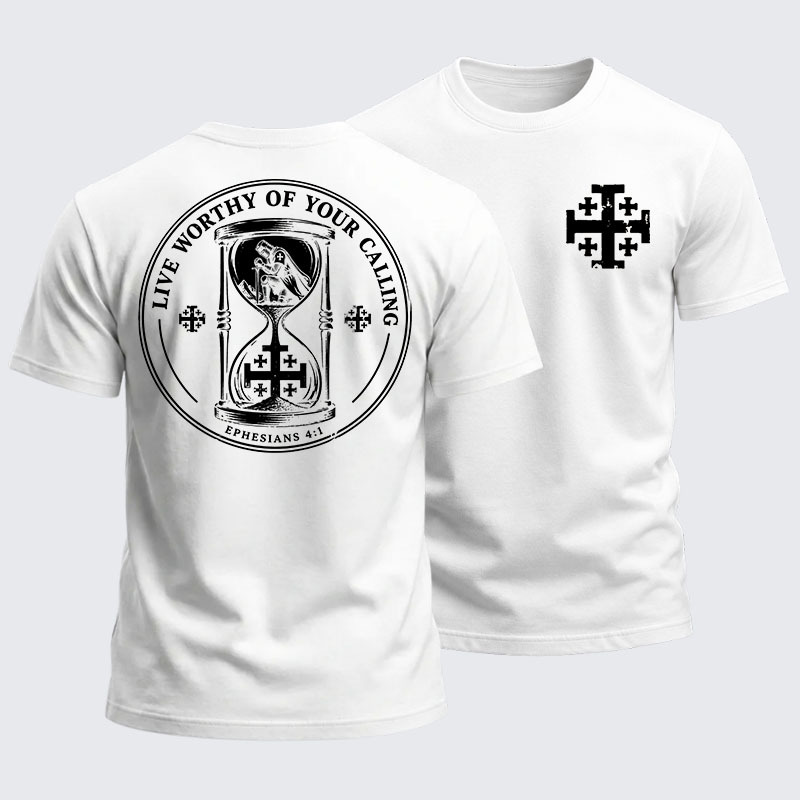 Heavyweight Cotton Tee - Live Worthy of Your Calling