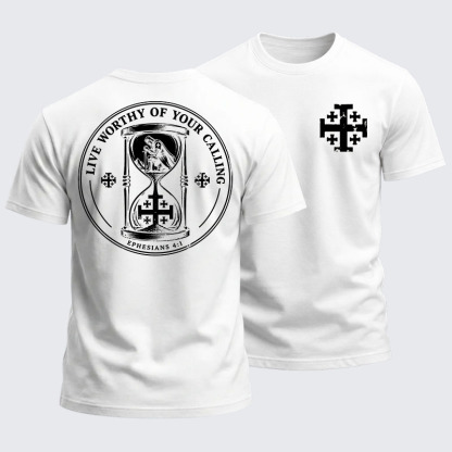 Heavyweight Cotton Tee - Live Worthy of Your Calling