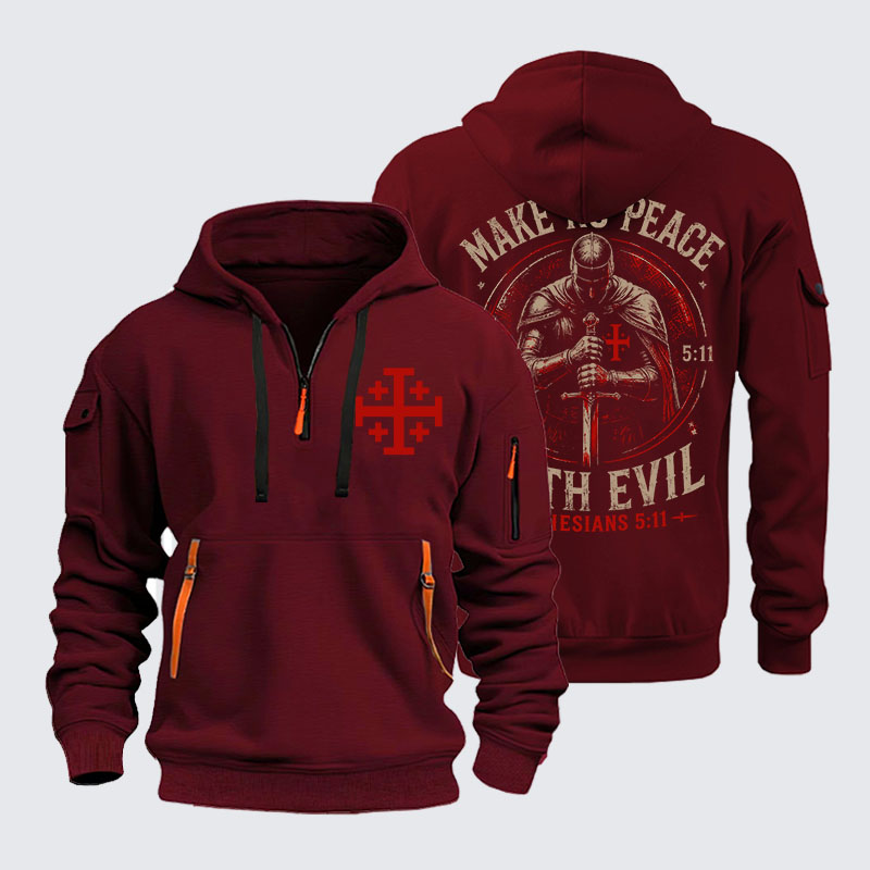 Zipper Hoodies - Make No Peace with Evil Knight Templar Jerusalem Cross