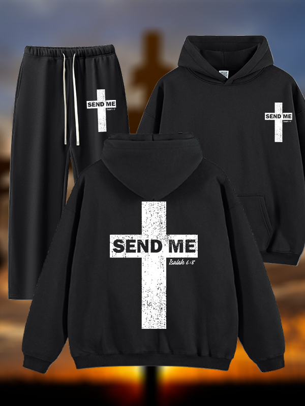 Send Me Isaiah 6:8 Jesus God Christian Plush Fleece-Lined Hoodie Set