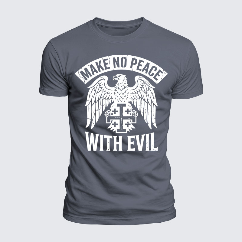 Luxe Mercerized Cotton Tee - Make No Peace with Evil Jerusalem Cross