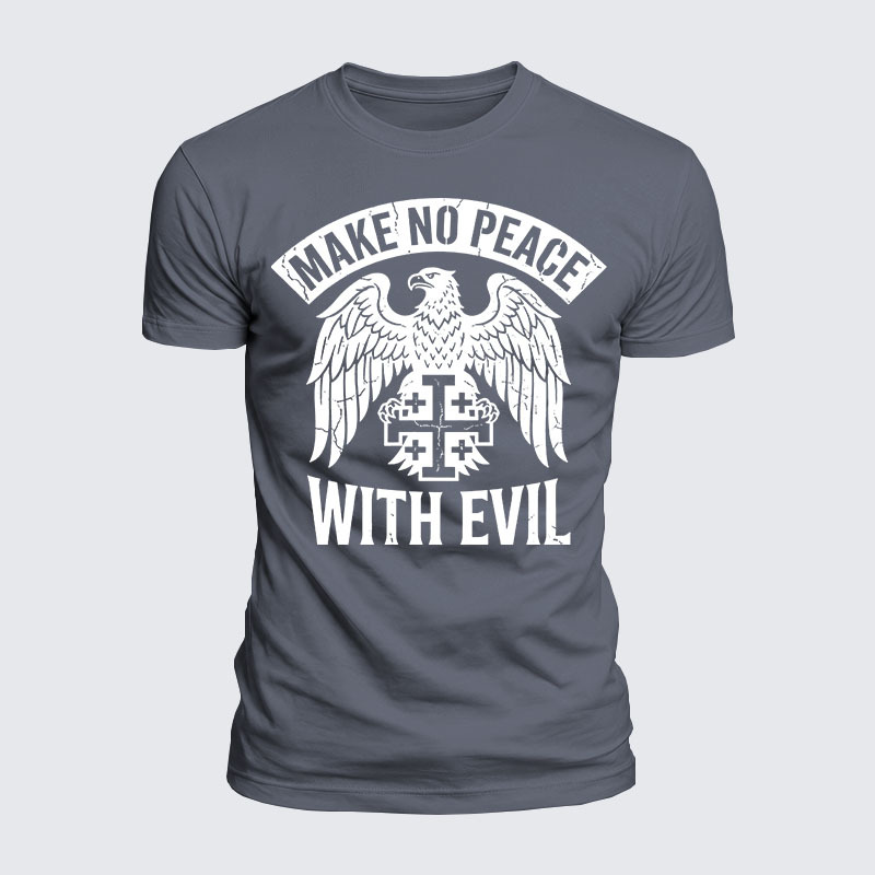Luxe Mercerized Cotton Tee - Make No Peace with Evil Jerusalem Cross