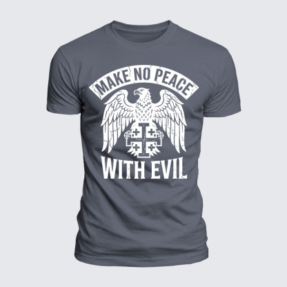 Luxe Mercerized Cotton Tee - Make No Peace with Evil Jerusalem Cross