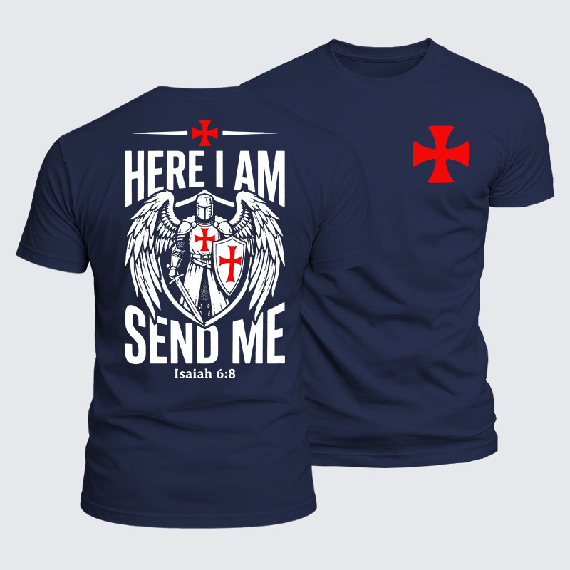 Luxe Mercerized Cotton Tee - Here I Am Send Me Knight Templar Crusader