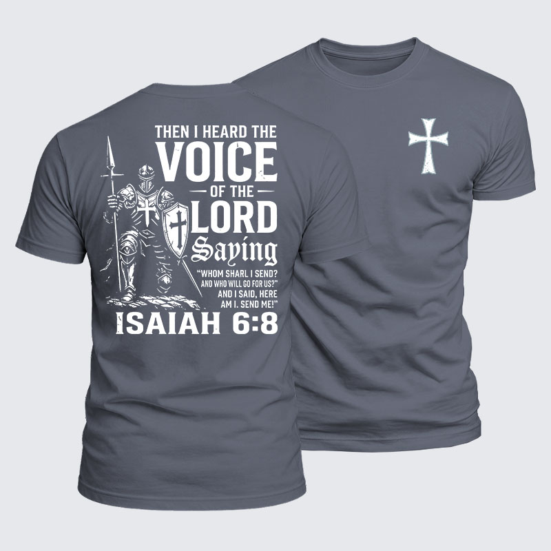 Luxe Mercerized Cotton Tee - Voice of the Lord Isaiah 6:8 Knight Warrior