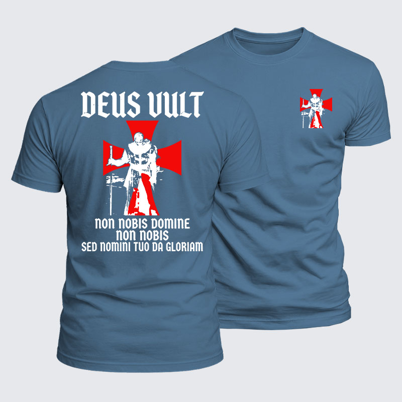 Luxe Mercerized Cotton Tee - Deus Vult Non Nobis Domine, Non Nobis, Sed Nomini Tuo Da Gloriam