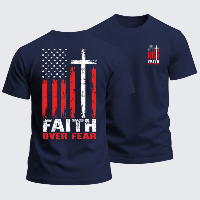 Heavyweight Cotton Tee - Faith Over Fear Flag