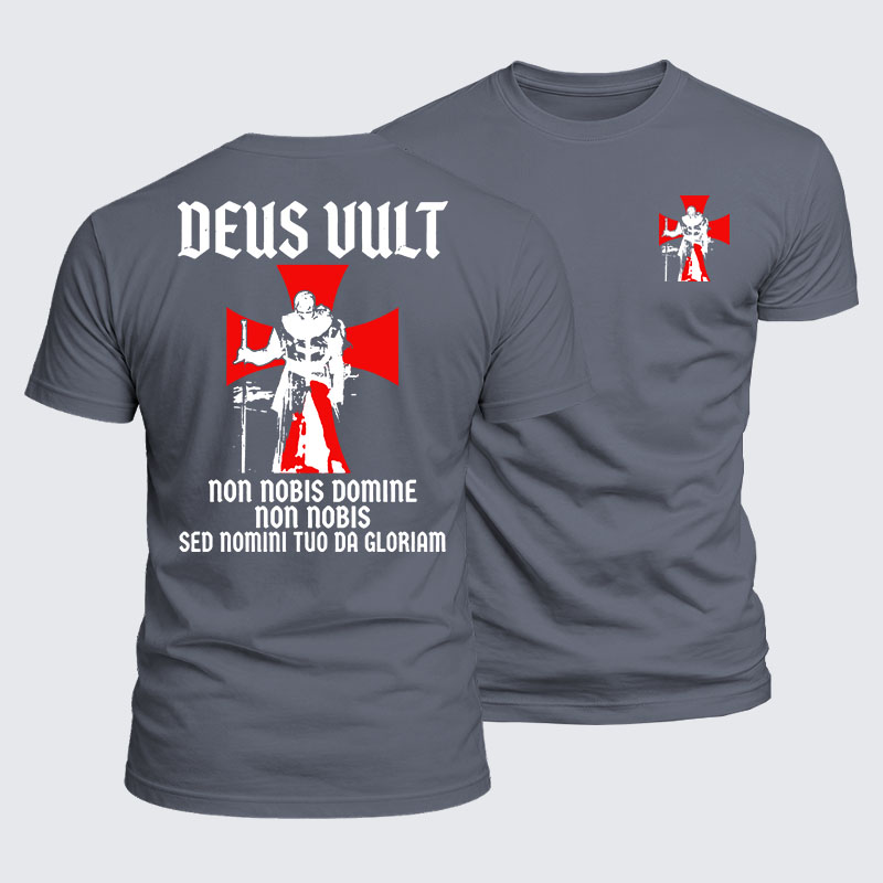 Luxe Mercerized Cotton Tee - Deus Vult Non Nobis Domine, Non Nobis, Sed Nomini Tuo Da Gloriam