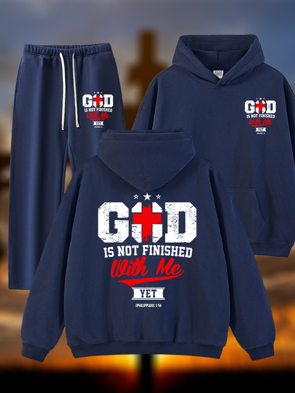 God Is Not Finished With Me Philippians 1:5  Jesus God Christian Plush Fleece-Lined Hoodie Set