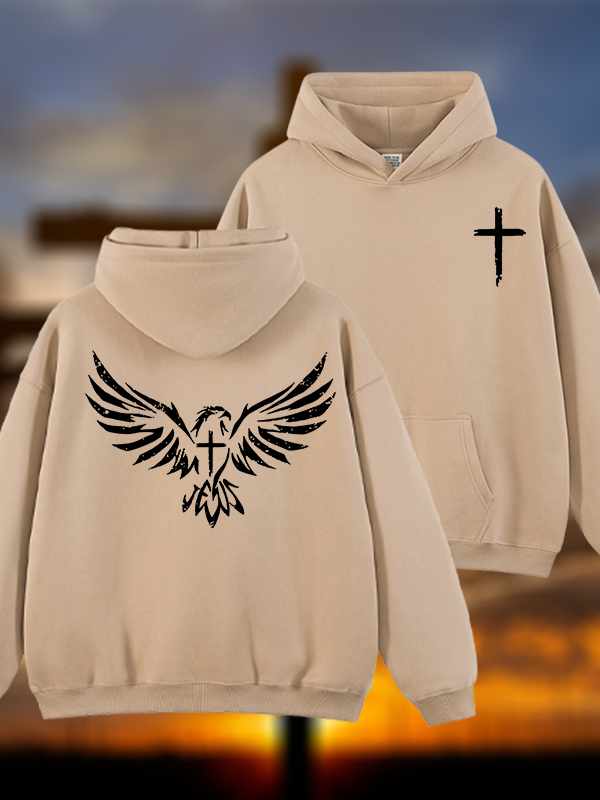 Wings Like Eagles Jesus God Christian Plush Fleece-Lined Hoodie
