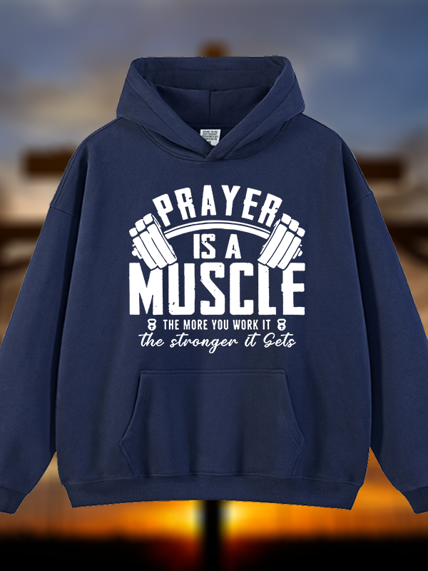Prayer Is A Muscle Cross Jesus God Christian Plush Fleece-Lined Hoodie