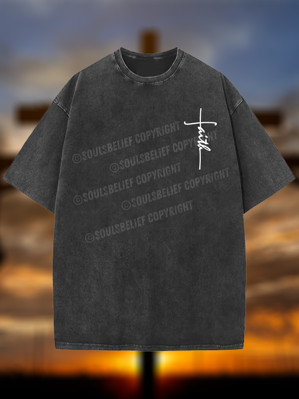 Faith Jesus God Christian Washed T-Shirt