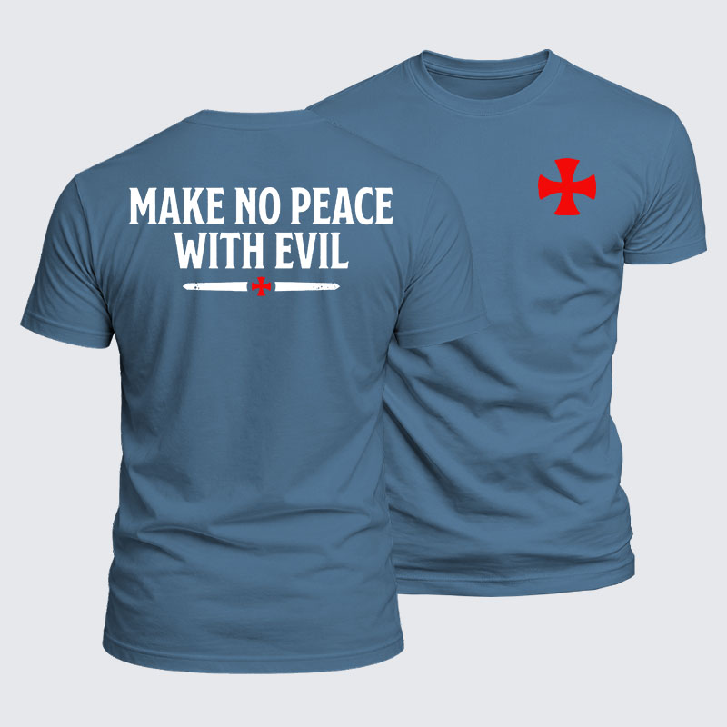 Luxe Mercerized Cotton Tee - Make No Peace with Evil Knight Templar Cross