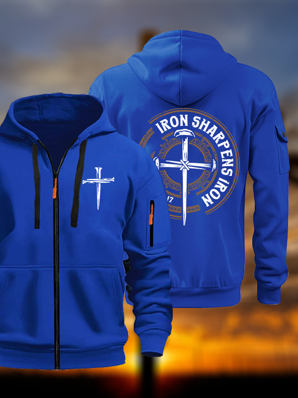 Iron Sharpens Iron - Proverbs 27:17 Jesus God Christian Zipper Hoodies