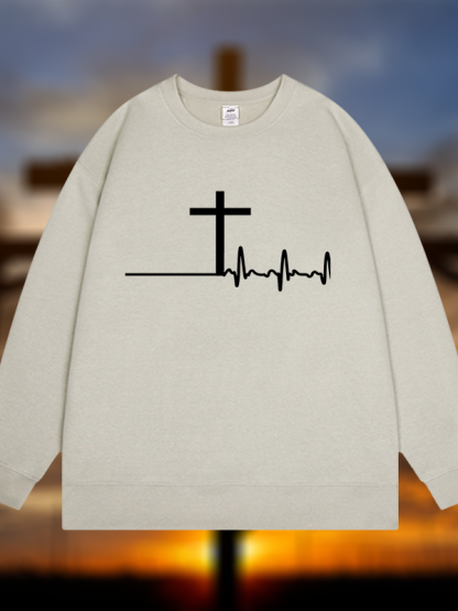 ECG Cross Jesus God Christian Sweatshirt