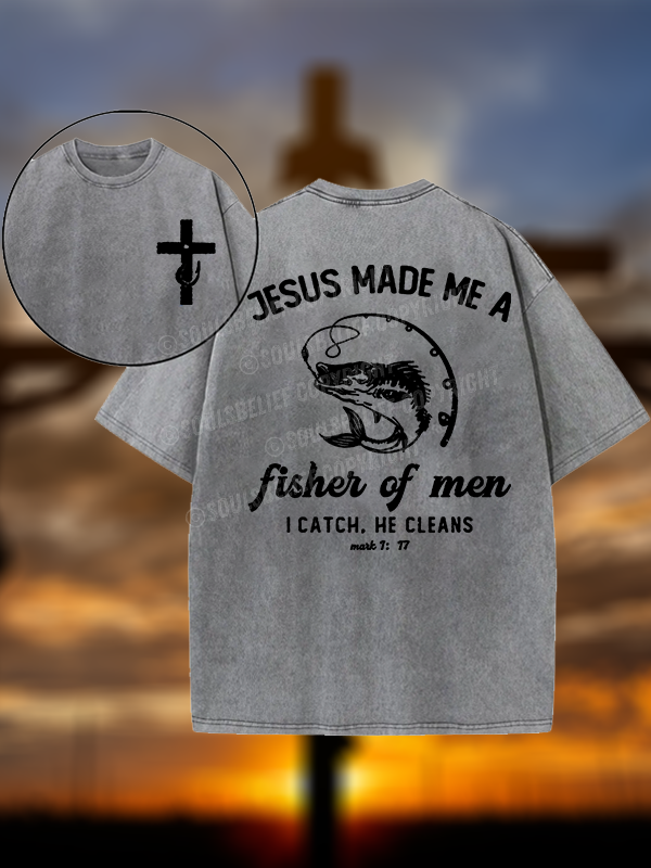 Fisher of Men Cross Christian Washed T-Shirt
