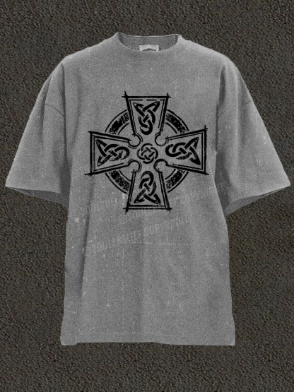 Celtic Cross Christian Washed T-Shirt