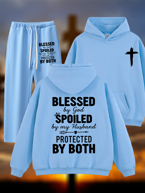 God Bless Jesus God Christian Plush Fleece-Lined Hoodie Set