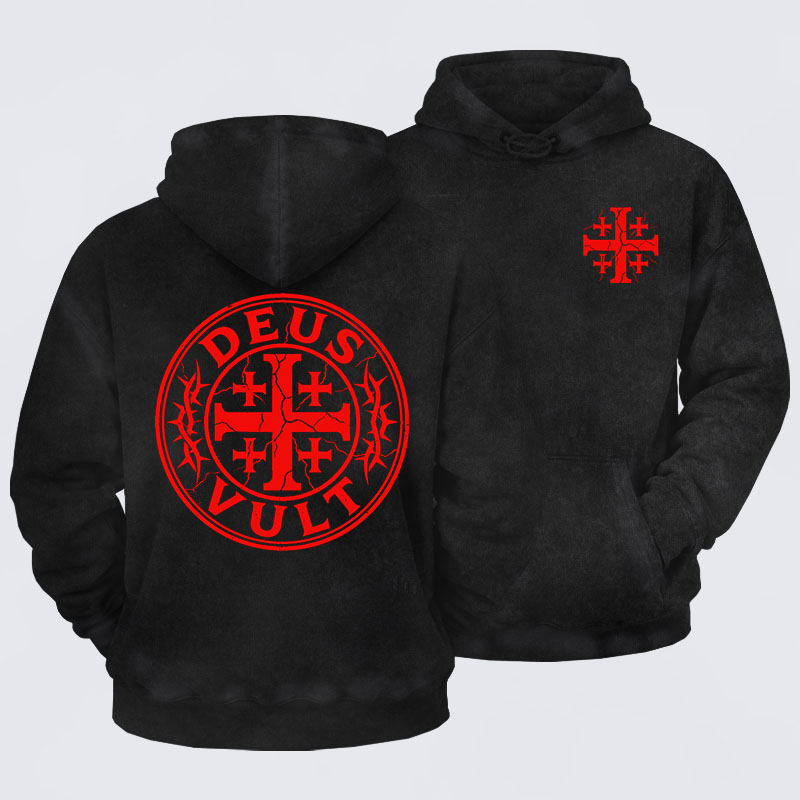 Washed Hoodie - Deus Vult