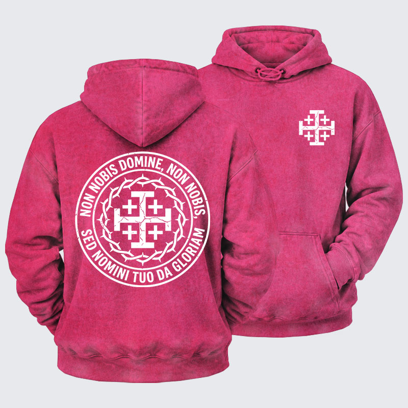 Washed Hoodie - Non Nobis Domine, Non Nobis, Sed Nomini Tuo Da Gloriam