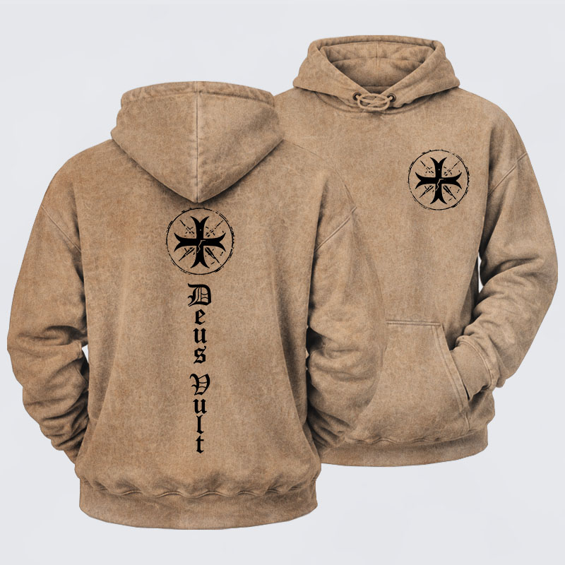 Washed Hoodie - Deus Vult