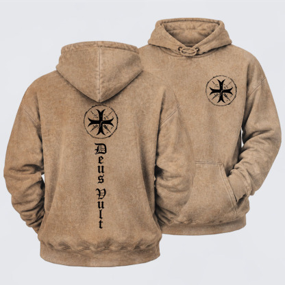 Washed Hoodie - Deus Vult