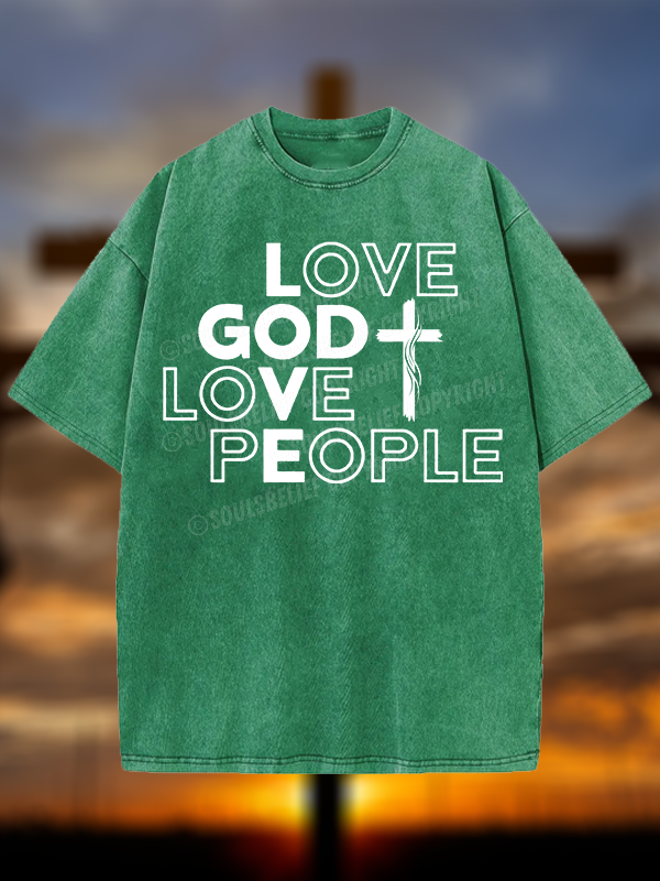 Love God Love People Christian Washed T-Shirt