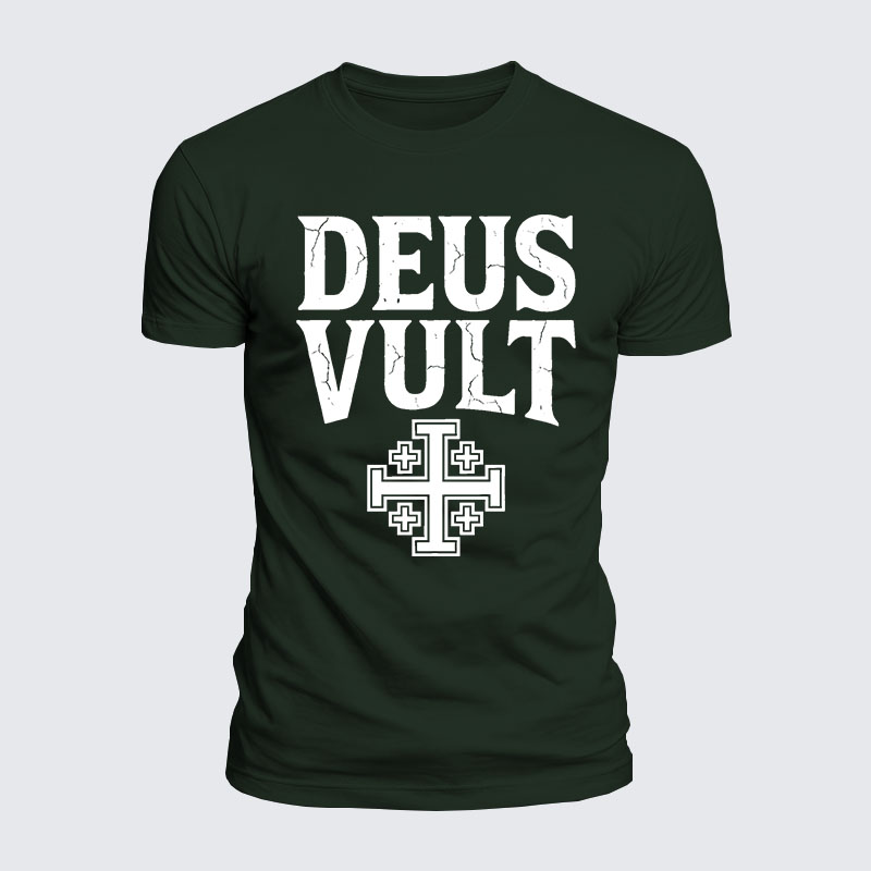 Deus Vult Jesus God Christian  – Luxe Mercerized Interlock Cotton Tee