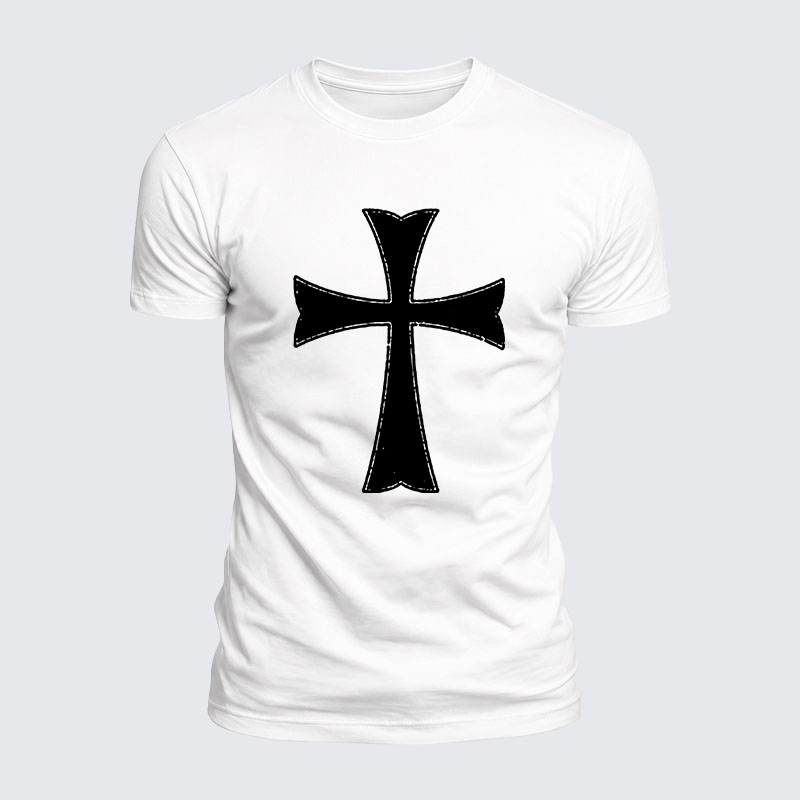 Knights Templar Crusader Cross Jesus God Christian  – Luxe Mercerized Interlock Cotton Tee