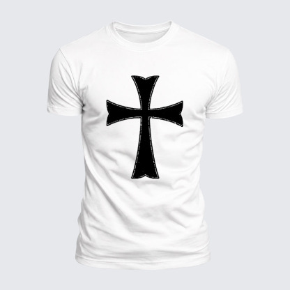 Knights Templar Crusader Cross Jesus God Christian  – Luxe Mercerized Interlock Cotton Tee