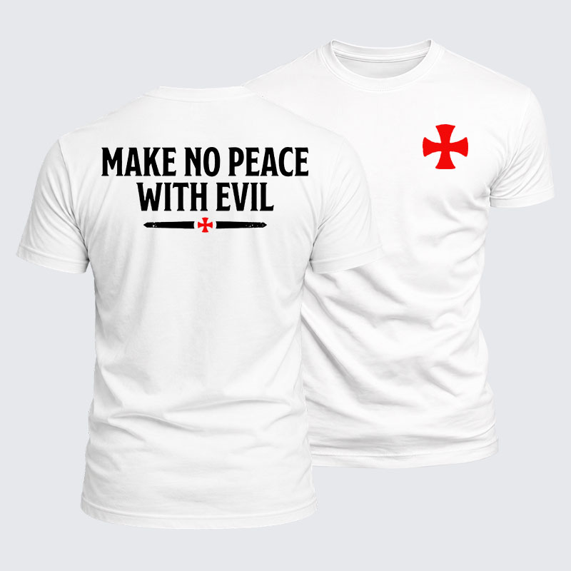 Luxe Mercerized Cotton Tee - Make No Peace with Evil Knight Templar Cross