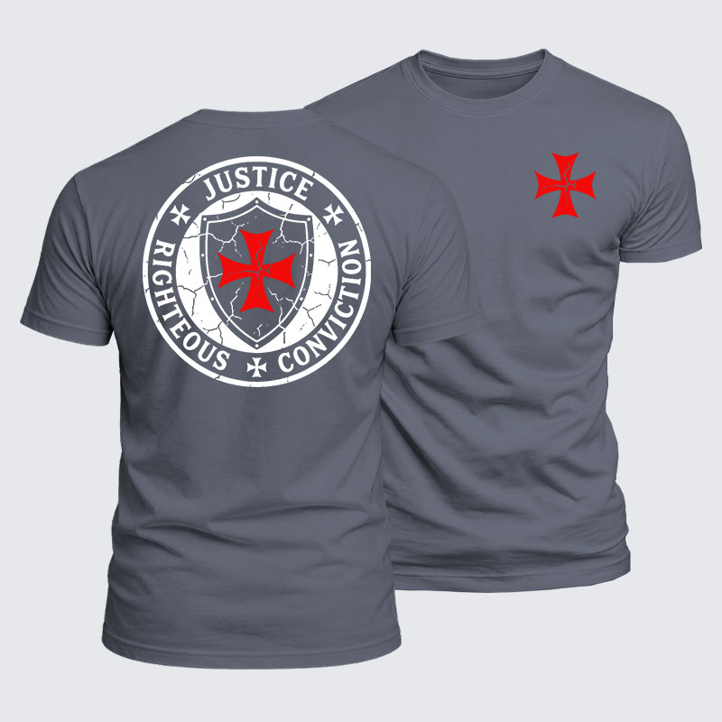 Luxe Mercerized Cotton Tee - Templar Virtues of the Knights Templar Shield