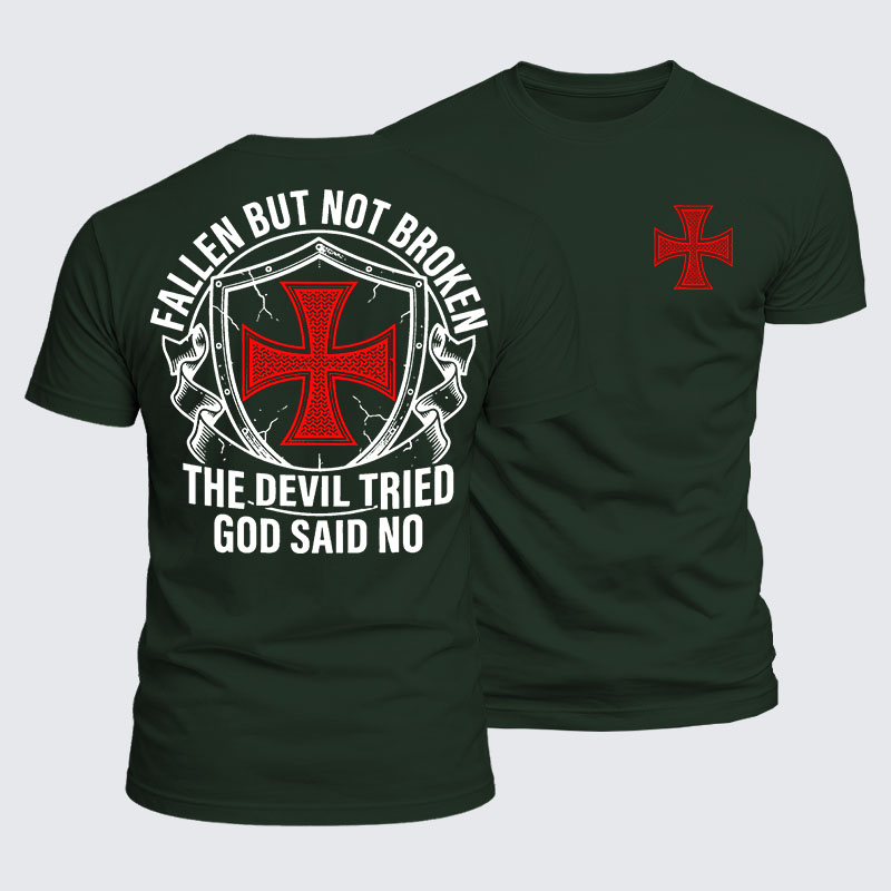 Luxe Mercerized Cotton Tee - Fallen But Not Broken The Devil Tried God Said No