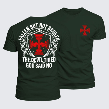 Luxe Mercerized Cotton Tee - Fallen But Not Broken The Devil Tried God Said No