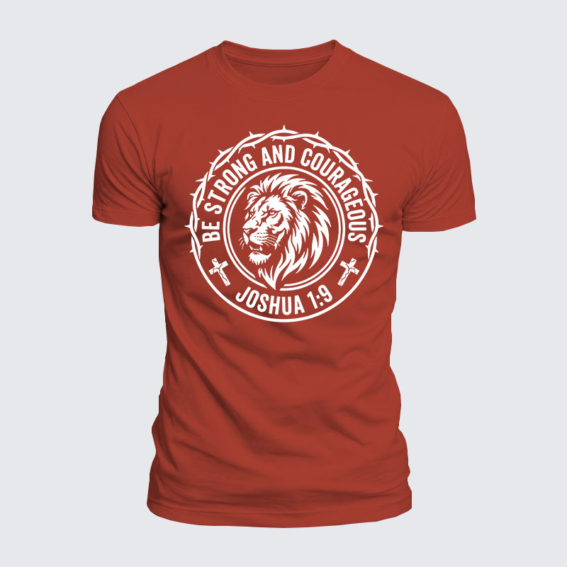 Luxe Mercerized Cotton Tee - Be Strong And Courageous Lion Joshua 1:9