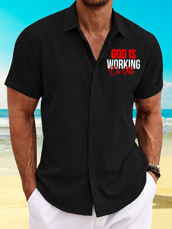 God Is Working On Me Jesus God Christian Short Sleeve Shirt