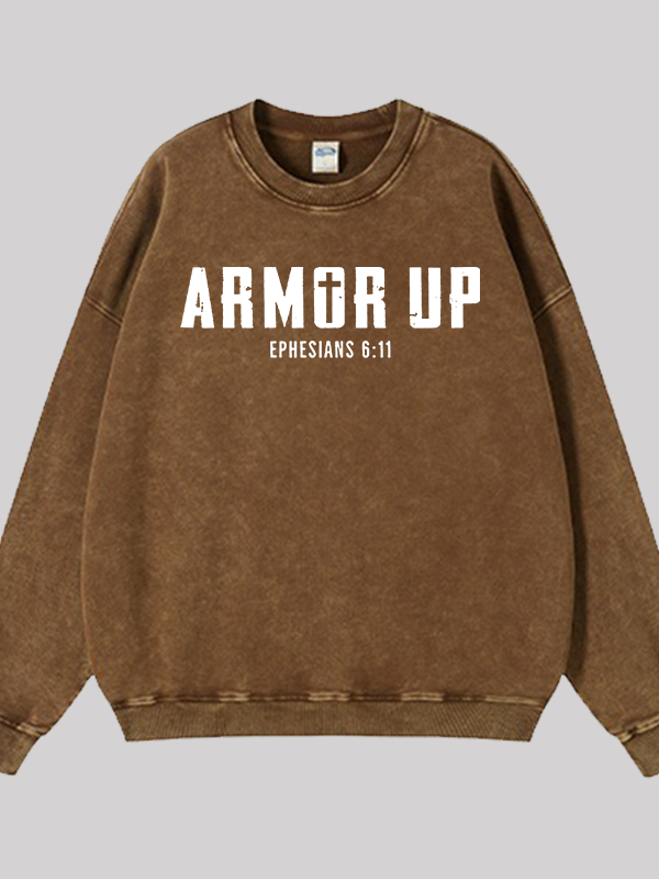 Armor Up Jesus God Christian Washed Sweatshirt
