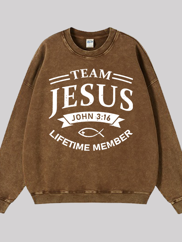 Jesus Team Jesus God Christian Washed Sweatshirt