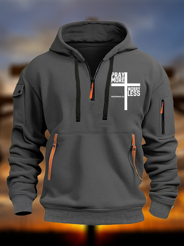 Pray More Worry Less Bible Verse Jesus God Christian Zipper Hoodies
