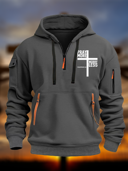 Pray More Worry Less Bible Verse Jesus God Christian Zipper Hoodies