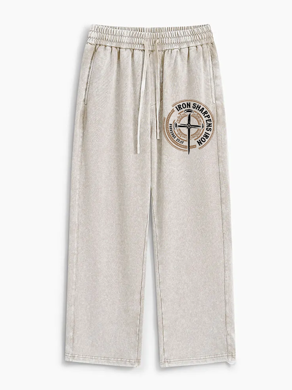 Iron Sharpens Iron - Proverbs 27:17 Jesus God Christian Washed Sweatpants