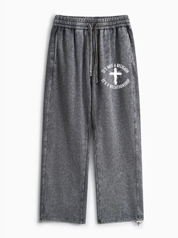It's Not A Religion It's A Relationship Jesus God Christian Washed Sweatpants