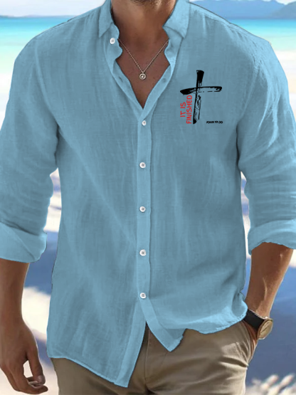 It Is Finished Jesus God Christian Resort Casual Shirt