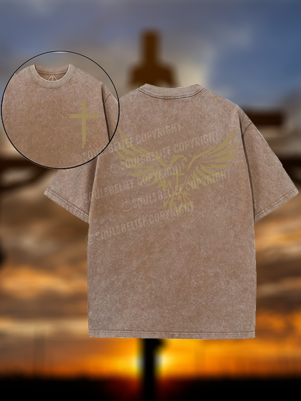 Wings Like Eagles Christian Washed T-Shirt