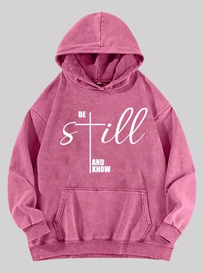 Be Still And Know Cross Jesus God Christian Washed Hoodie