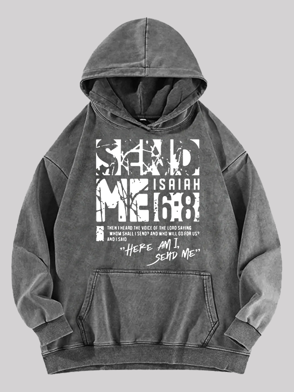 Send Me Isaiah 6:8  Jesus God Christian Washed Hoodie