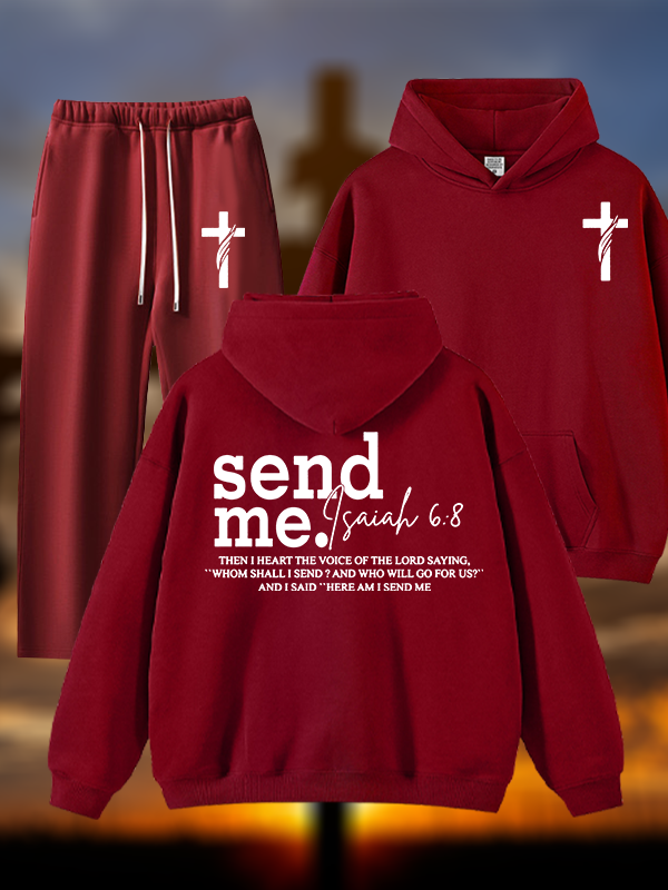 Send Me Isaiah 6:8 Jesus God Christian Plush Fleece-Lined Hoodie Set