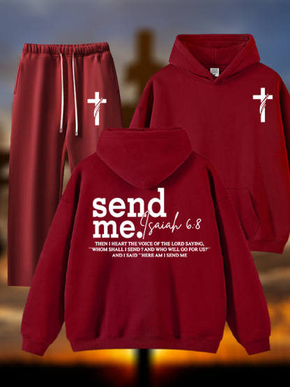 Send Me Isaiah 6:8 Jesus God Christian Plush Fleece-Lined Hoodie Set