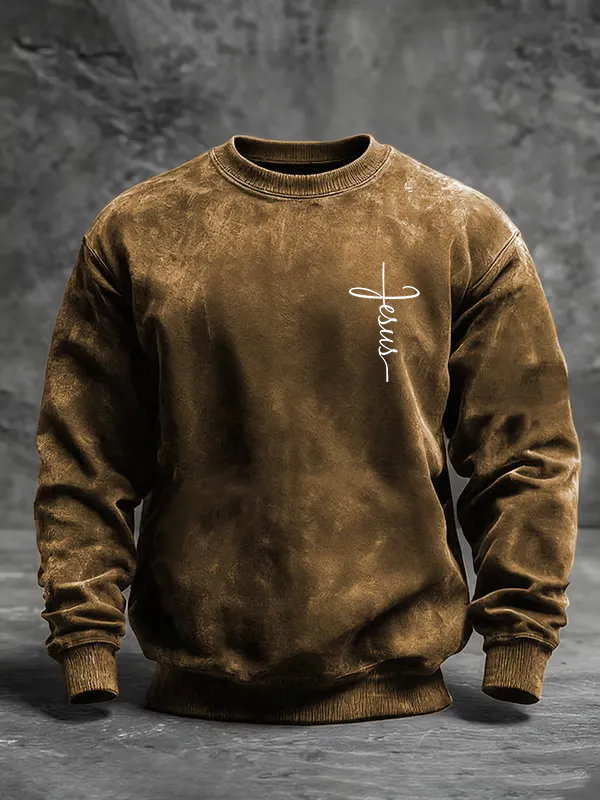 Jesus Cross Jesus God Christian Washed Sweatshirt